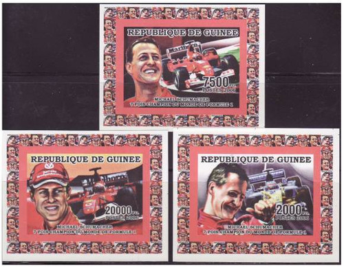 Formula 1 Schumacher - 3 Stamp Mint Imperf Set 7B-133