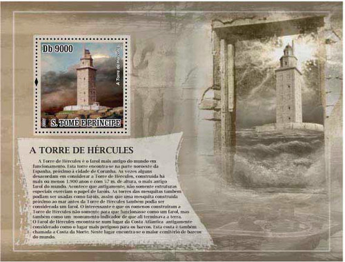 St Thomas - Tower of Hercules Lighthouse Mint Souvenir Sheet - ST73D02