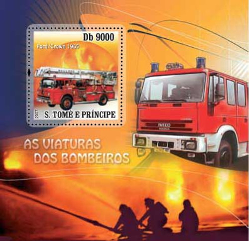 St Thomas - Fire Engines - Mint Souvenir Sheet ST73D28