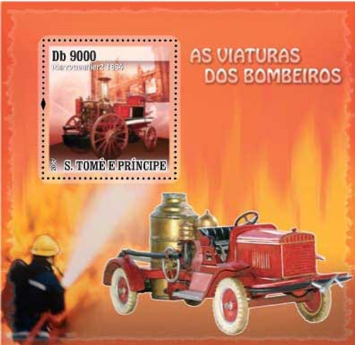 St Thomas - Fire Engines on Stamps - Mint Stamp Souvenir Sheet ST73D32