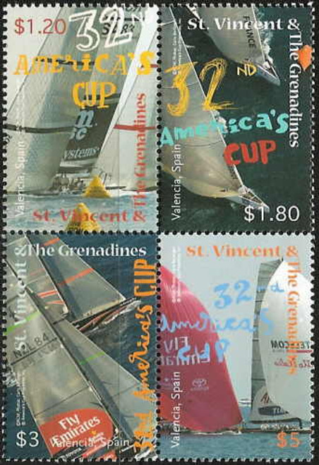 St Vincent - 32nd Americas Cup Mint Block of 4 SAV0720