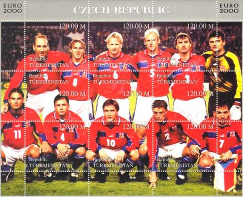 Czech Republic Soccer Team - 9 Mint Stamp Sheet 20D-036