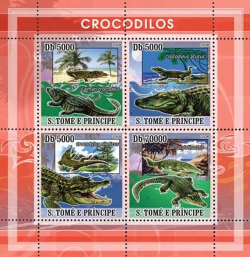 St Thomas - Crocodiles - 4 Mint Stamp Sheet - ST8114a