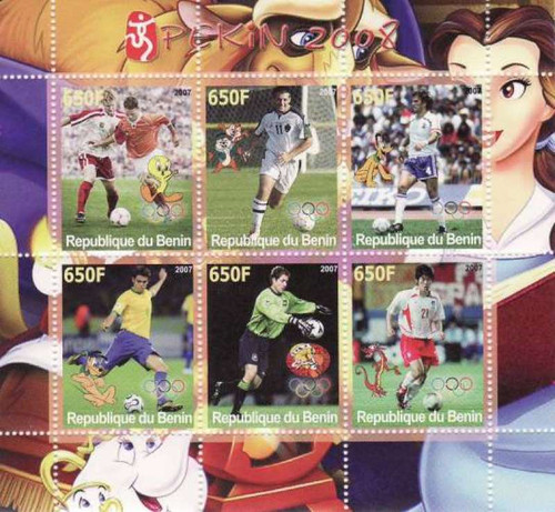 Olympic Football & Disney on Stamps - 6 Stamp Mint Sheet - SV0093