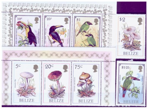 Belize - Toucans & Fungi - Complete Mint Set of 8 Stamps