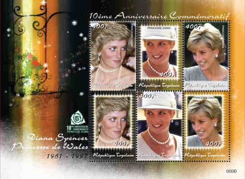 Togo - Princess Diana - 6 Mint Stamp Sheet MNH TOG0702