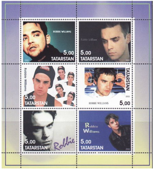 Robbie Williams On Stamps - Mint Sheet of 6