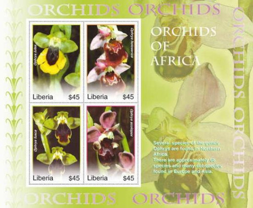 Liberia - Orchids - Mint Sheet of 4 Stamps MNH LIB0719