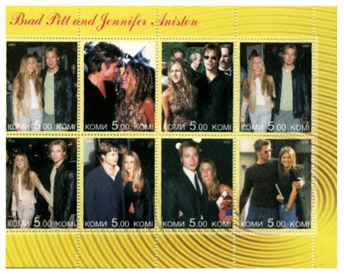 Brad Pitt &  Jennifer Aniston on Stamps