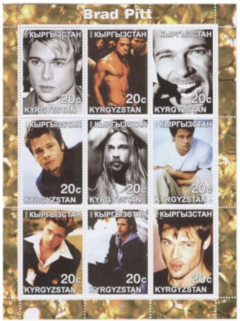 Brad Pitt On Stamps - Mint Sheet of 9 Stamps