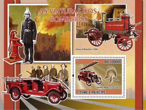 St Thomas - Fire Engines - Mint Stamp S/S MNH - ST8301b