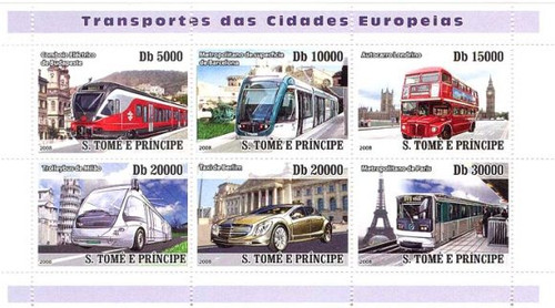 St Thomas - European Transports - 6 Stamp Sheet ST8312a