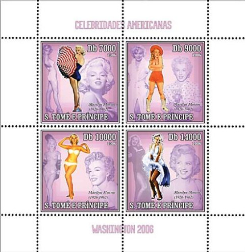 St Thomas - Marilyn Monroe Mint Sheet of 4 Stamps