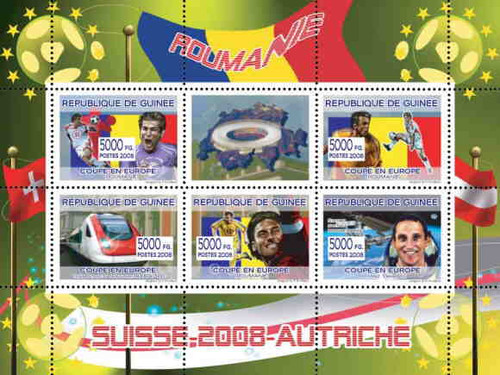 Guinea - Romania Soccer - 6 Stamp Mint Sheet - 7B-480