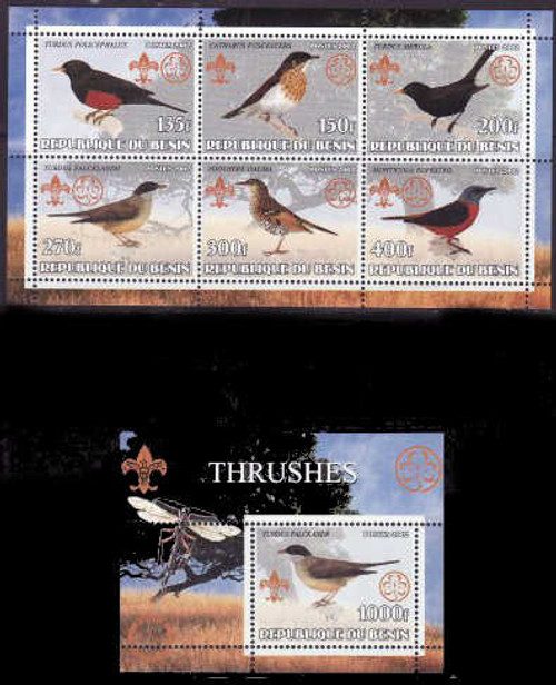 Thrushes - 6 Stamp Mint Sheet + Souvenir Sheet - 6319