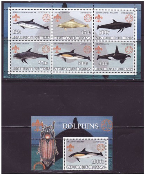Dolphins & Scouts - Mint Sheet of 6 & S/S Set MNH 6320