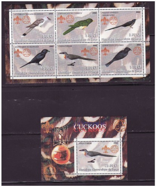 Cuckoo Birds & Scouts - Mint Sheet of 6 & S/S Set 6338