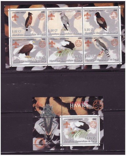 Hawks & Scouts - Mint Sheet of 6 Stamps & S/S Set MNH - 6339