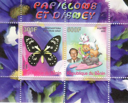 Disney & Butterflies - Mint Sheet of 2 MNH - SV0231