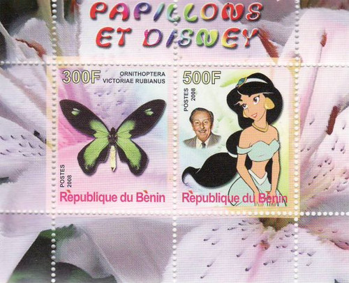 Disney & Butterflies - Mint Sheet of 2 MNH - SV0237