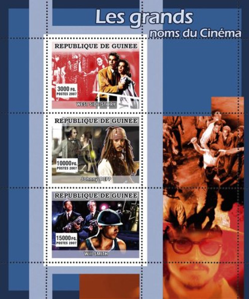 Guinea - Films & Actors - Mint Sheet of 3 MNH - 7B-514