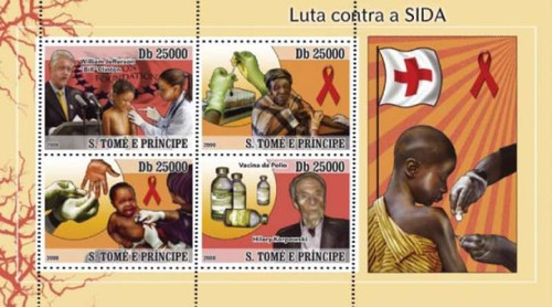 St Thomas - Fight Against AIDS - Mint Sheet of 4 Stamps MNH - ST8403a