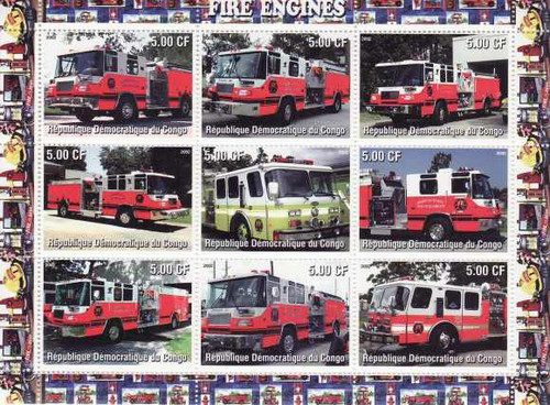 Fire Engines - Mint Sheet of 9 MNH - 3A-270