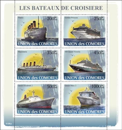 Comoros - Cruise Ships, Titanic - 6 Stamp Mint Sheet MNH 3E-011