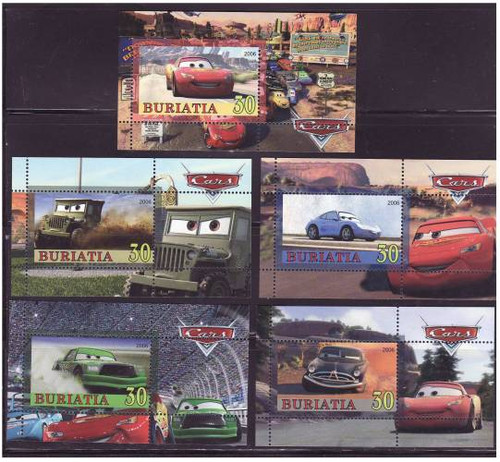 Animated Movie Cars - Mint Set of 10 S/S MNH - 2A-020