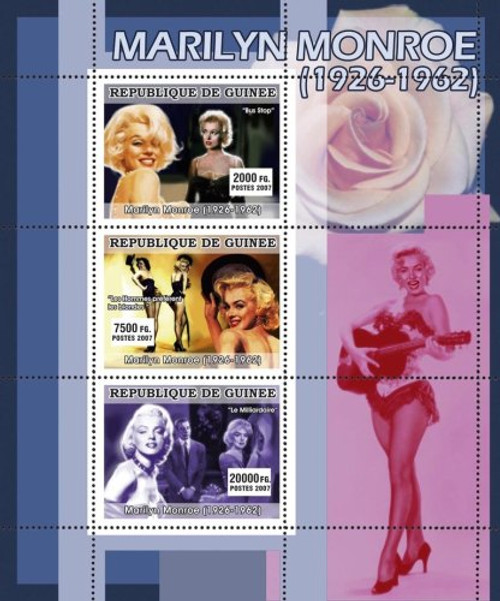 Guinea - Marilyn Monroe Films - 3 Stamp Mint Sheet