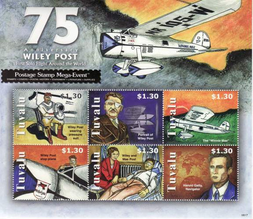 Tuvalu - Wiley Post Flight Mint Stamp Sheet TUV0817