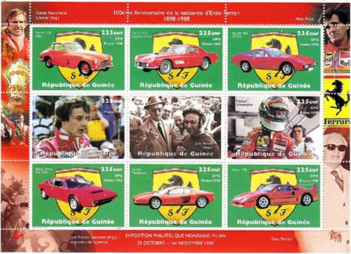 Ferrari 100th Birth Anniversary - 9 Stamp Sheet 7B-623