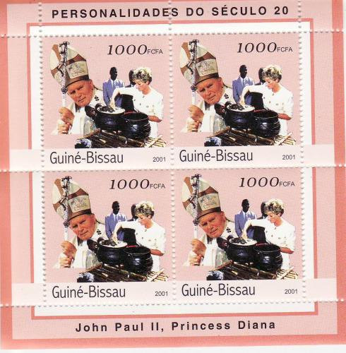 Guinea-Bissau - Pope John Paul, Diana Sheet of 4 GB1514