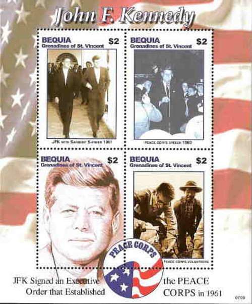 St Vincent - JFK & Peace Corps 4 Stamp Mint Sheet