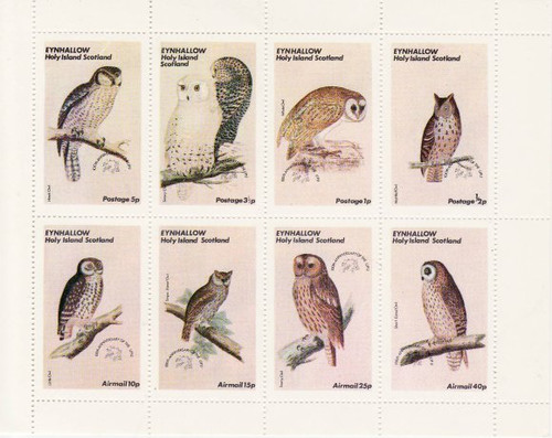 Owls - Mint Sheet of 8 Stamps MNH - 5D-001