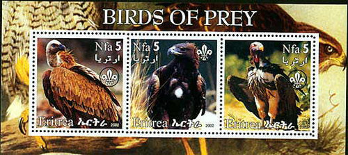 Birds of Prey on Stamps - 3 Stamp Mint Sheet MNH - 6814