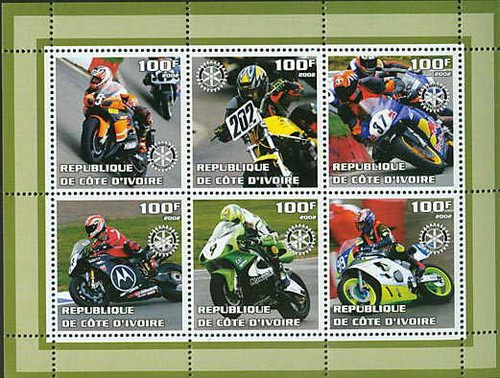 Motorcycle Racing on Stamps - 6 Stamp Mint Sheet MNH - 7013