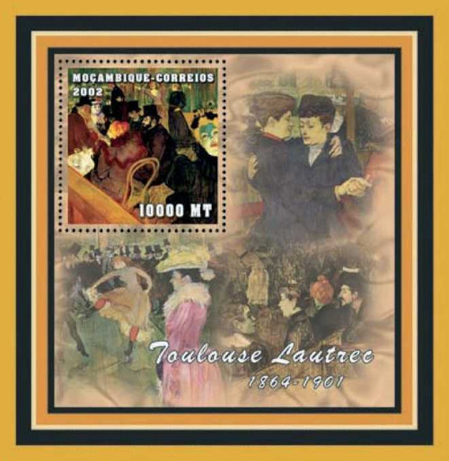Mozambique - Toulouse-Lautrec Art on Stamps - Set of 3 S/S - 13A-101