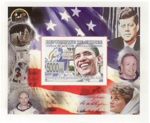 Guinea - Obama - Deluxe Imperf Stamp Sheetlet - 7B-713