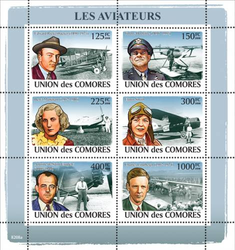 Comoros - Aviators & Aircraft, Doolittle - 6 Stamp Sheet - 3E-055