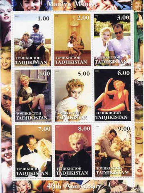 Marilyn Monroe - 40th Anniversary - 9 Stamp Mint Sheet