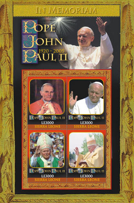 Sierra Leone - Pope John Paul II 4 Stamp Sheet SIE0819