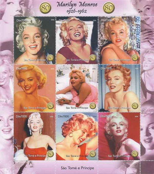 St Thomas - Marilyn Monroe - 9 Stamp Sheet