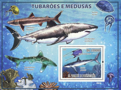 St Thomas - Sharks & Jellyfish - Mint Stamp Souvenir Sheet ST9201b