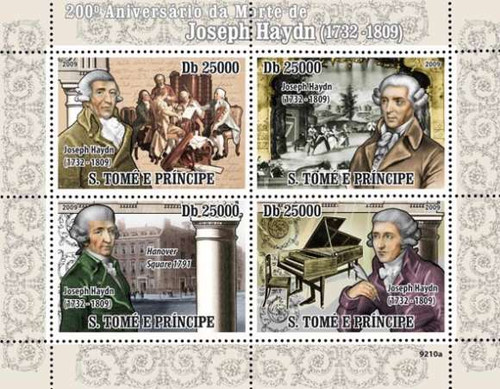 St Thomas - Joseph Haydn - 4 Stamp Mint Sheet - ST9210a