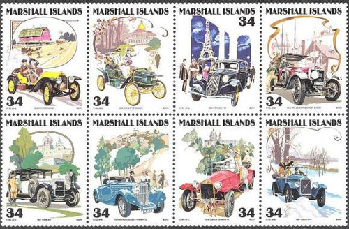Marshall Islands - Classic Cars - 8 Stamp Mint Block