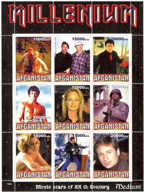 Movie Stars on Stamps - Chan, Hanks - Mint Sheet of 9 Stamps- 1C-028