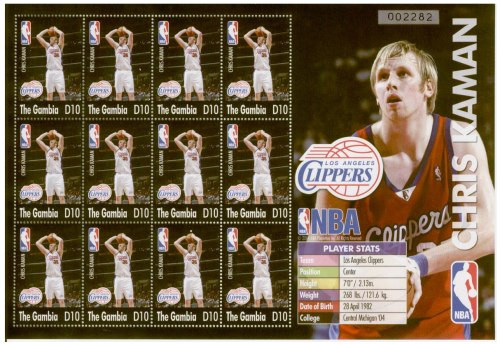 Gambia - Chris Kaman - NBA Clippers - Sheet of 12 2893