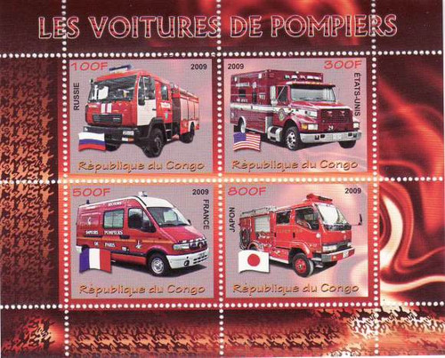 International Fire Engines - Mint Sheet of 4 MNH SV0406
