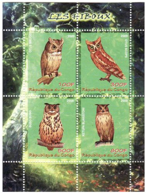 Owls - Mint Sheet of 4 MNH - SV0445